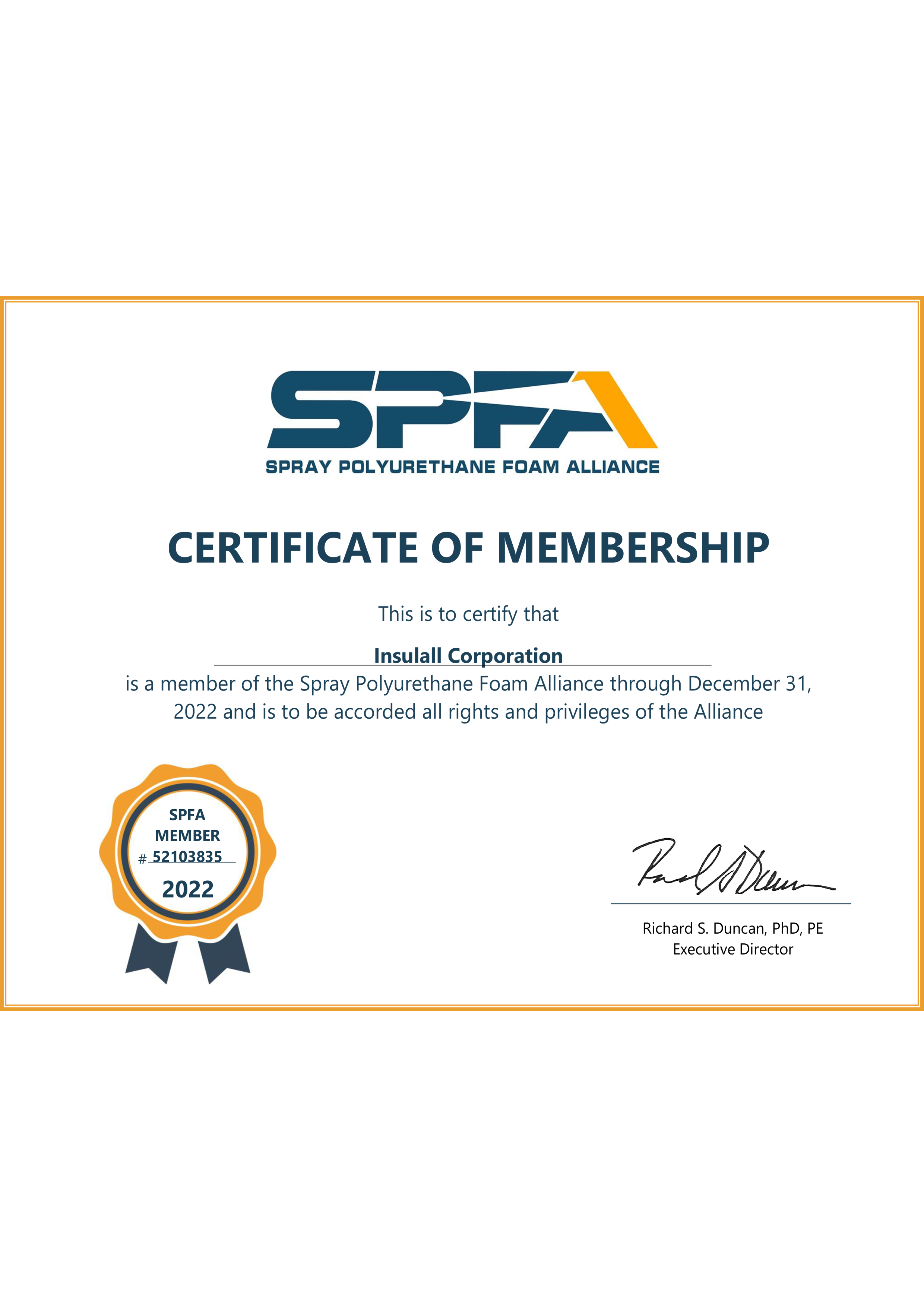 SPFA Certificate
